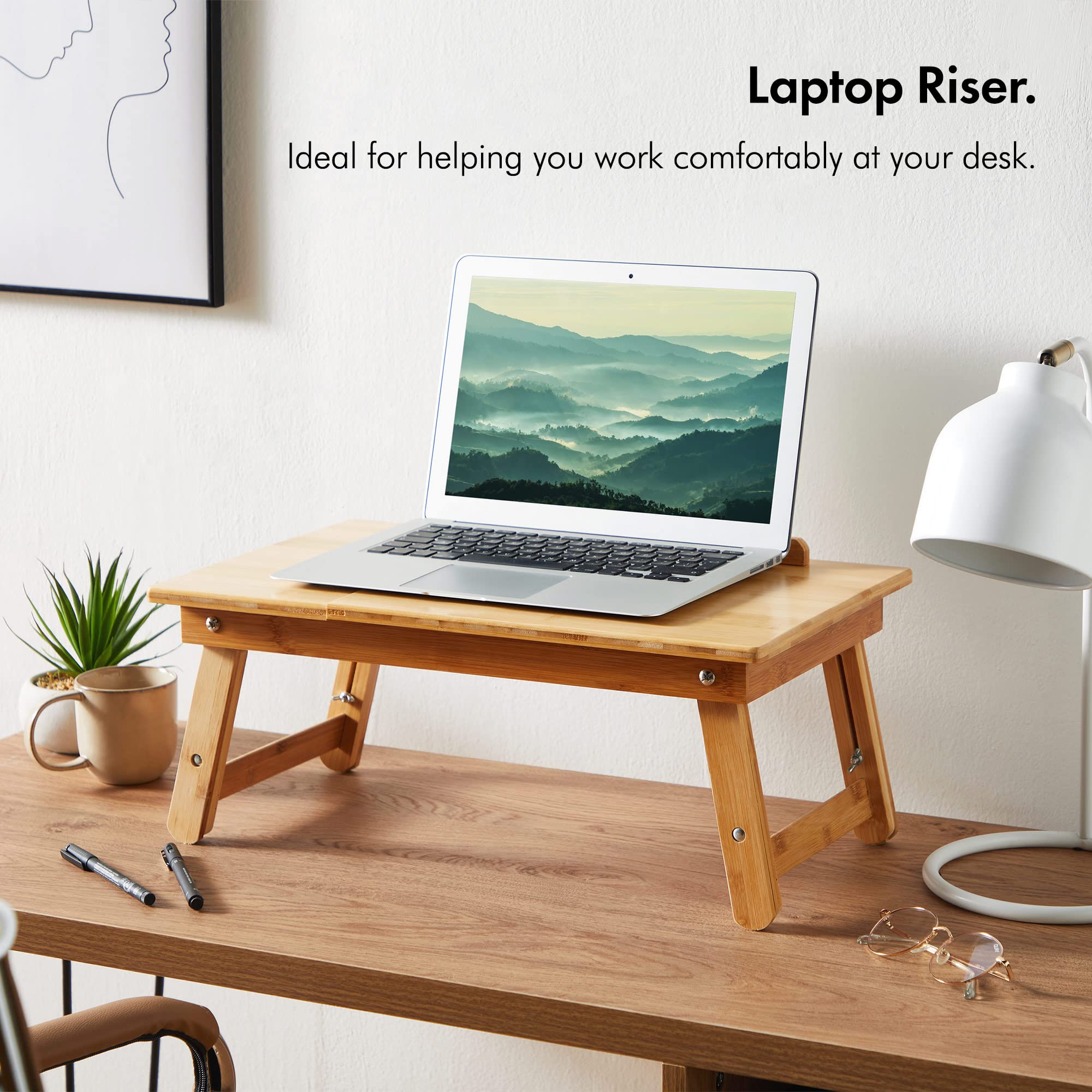 VonHaus Lapdesk Vassoio Laptop Bambù 50x30 con Cassetto
