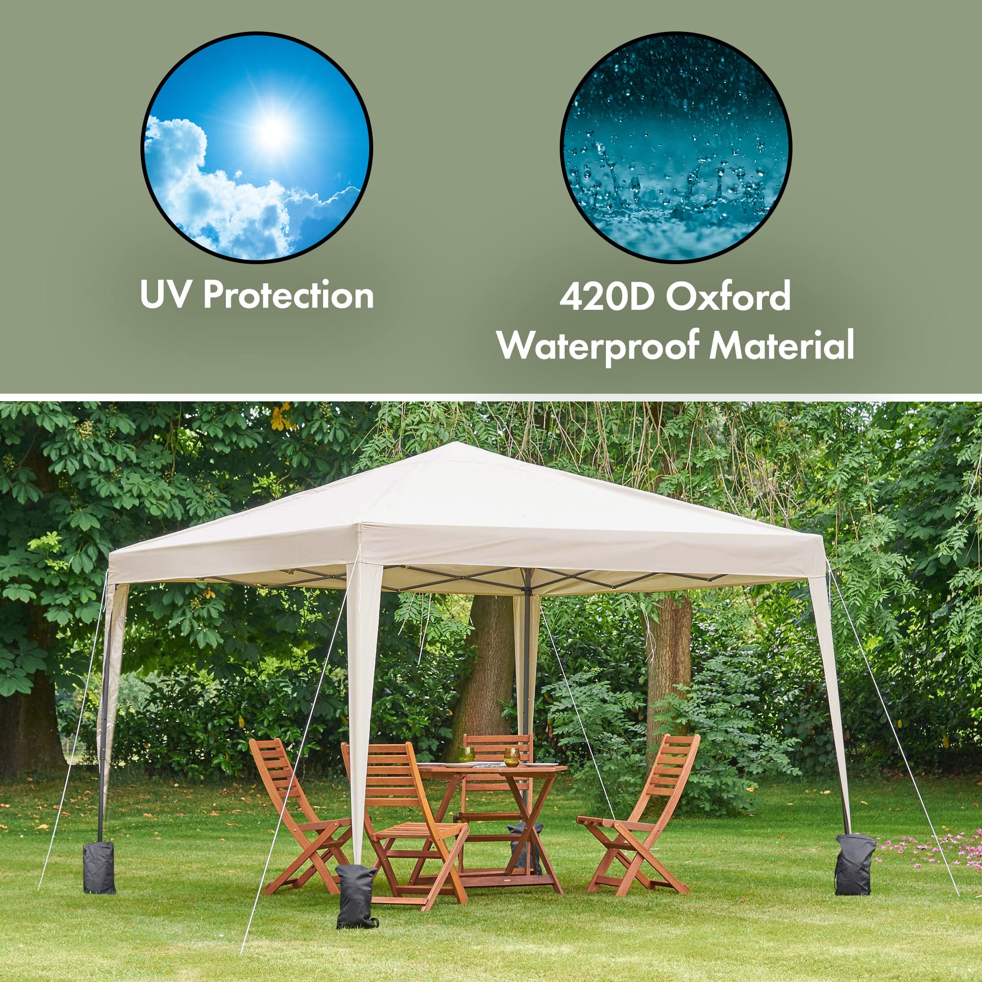 VonHaus Gazebo 3x3 Avorio impermeabile