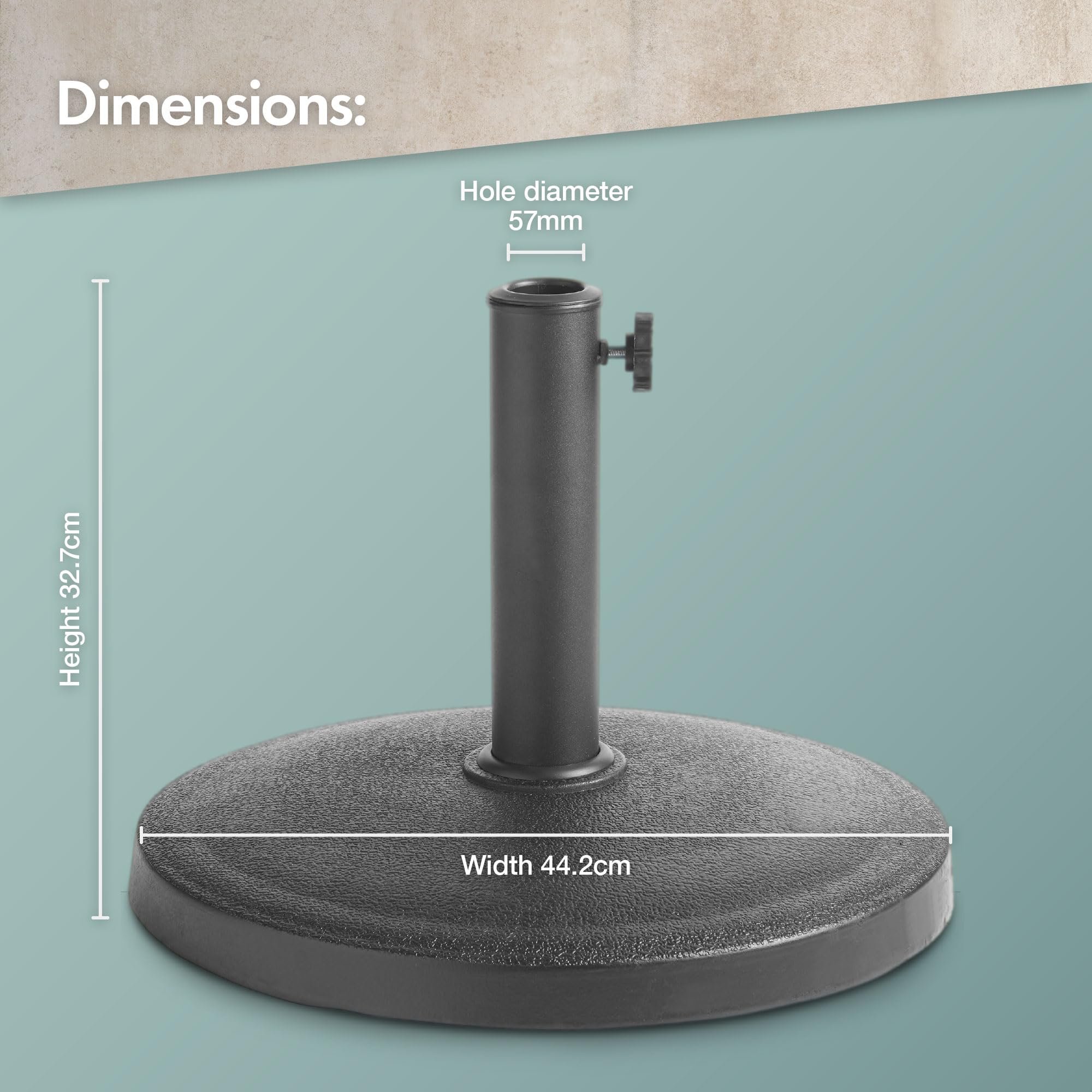 VonHaus Base Ombrellone Nera Rotonda 12 kg Palo 57 mm
