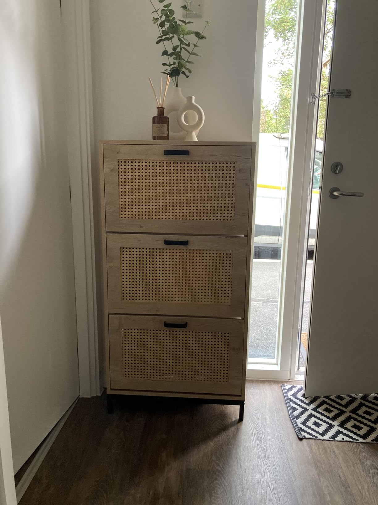 VonHaus Lena scarpiera rattan 3 cassetti 18 paia
