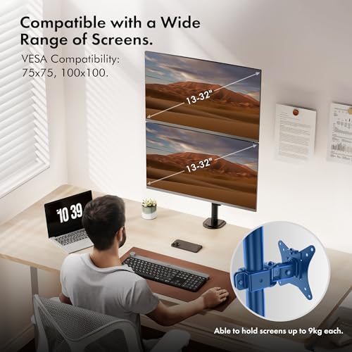 VonHaus Supporto Doppio Monitor Verticale da Scrivania VESA 8 kg