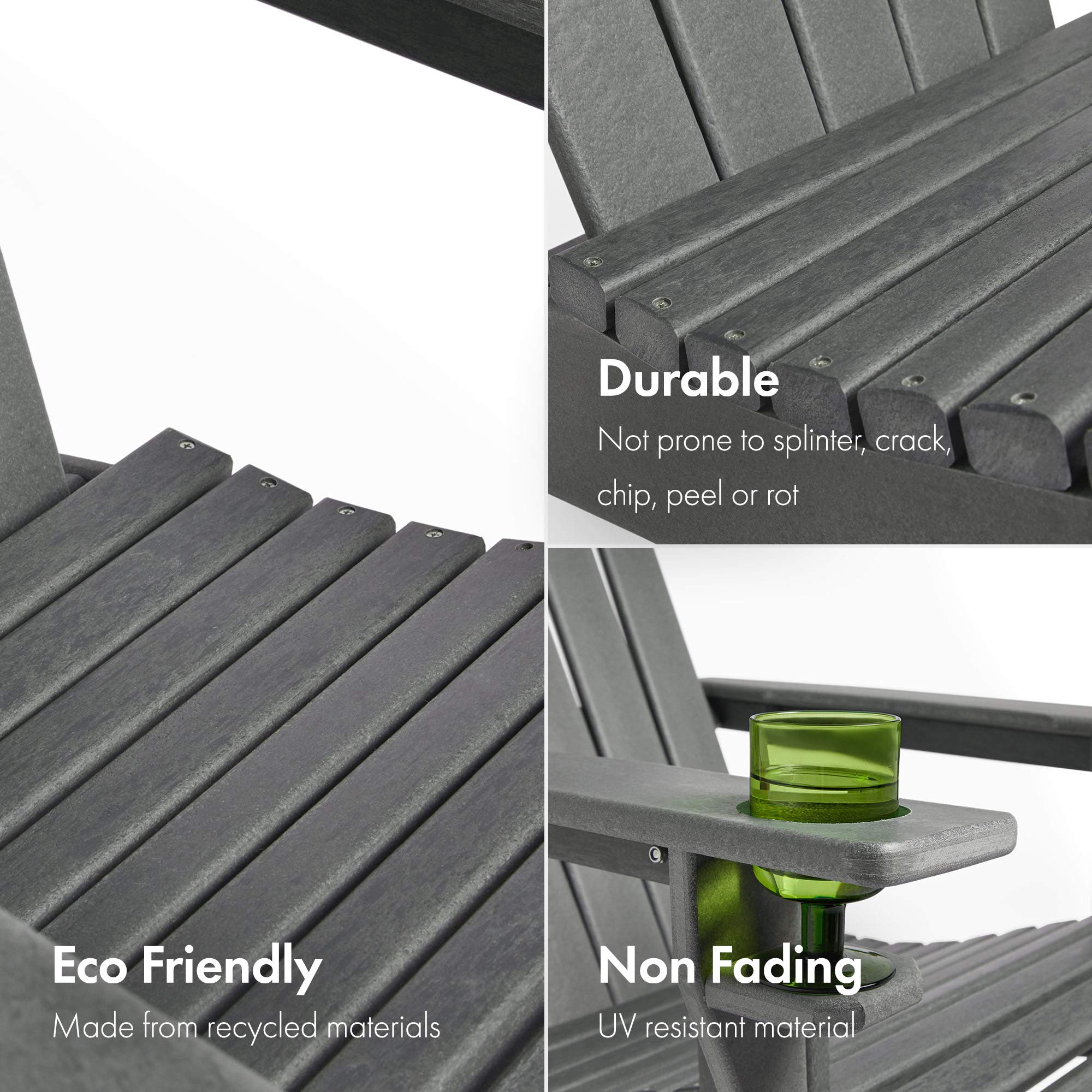 VonHaus Adirondack sedia da giardino plastica grigia