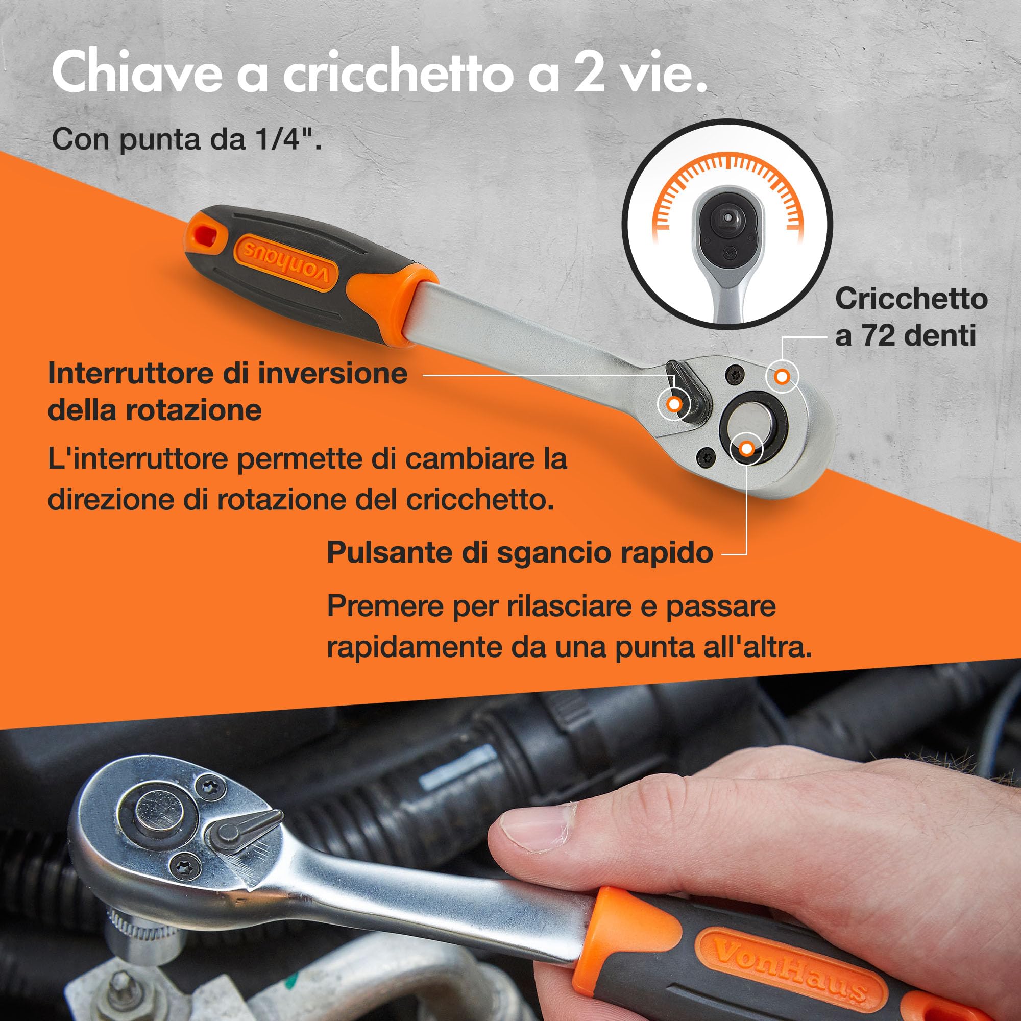 VonHaus Set Chiavi a Bussola 130 Pezzi con Cricchetto