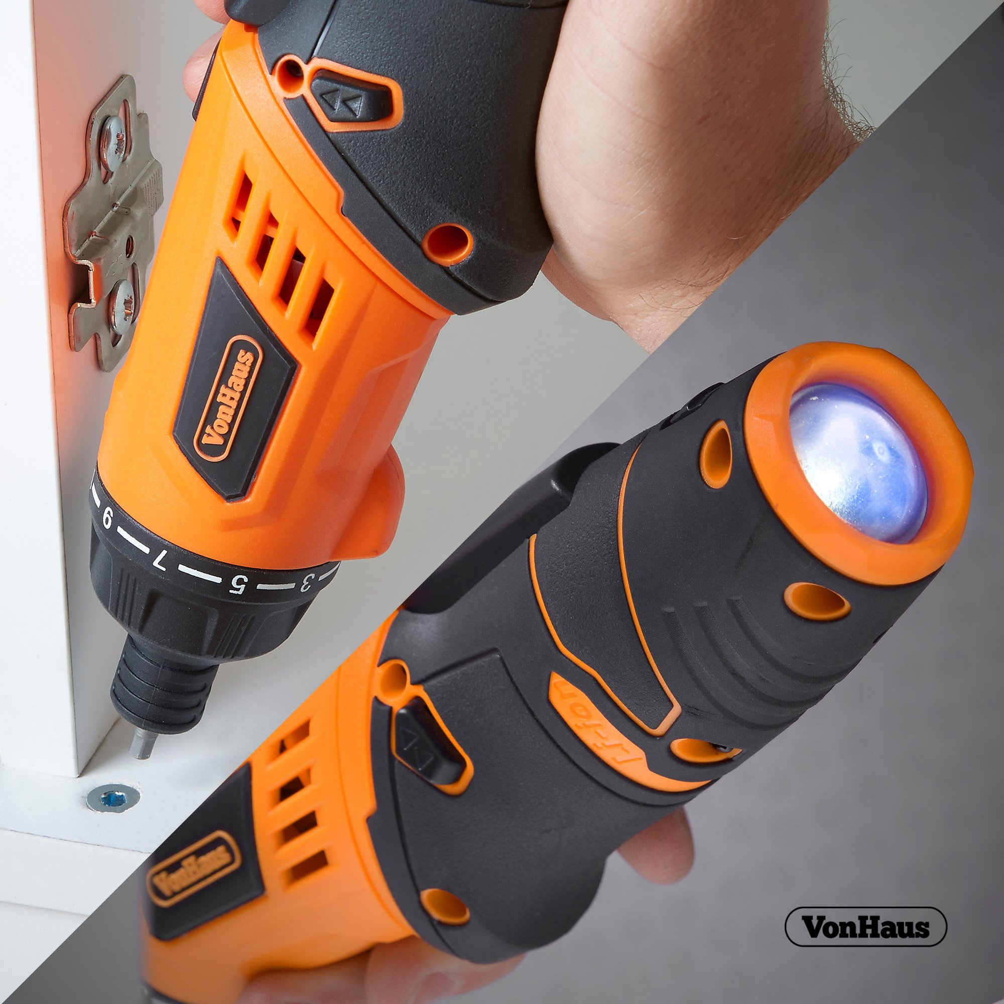 VonHaus Cacciavite cordless 3.6V set 50 pezzi LED