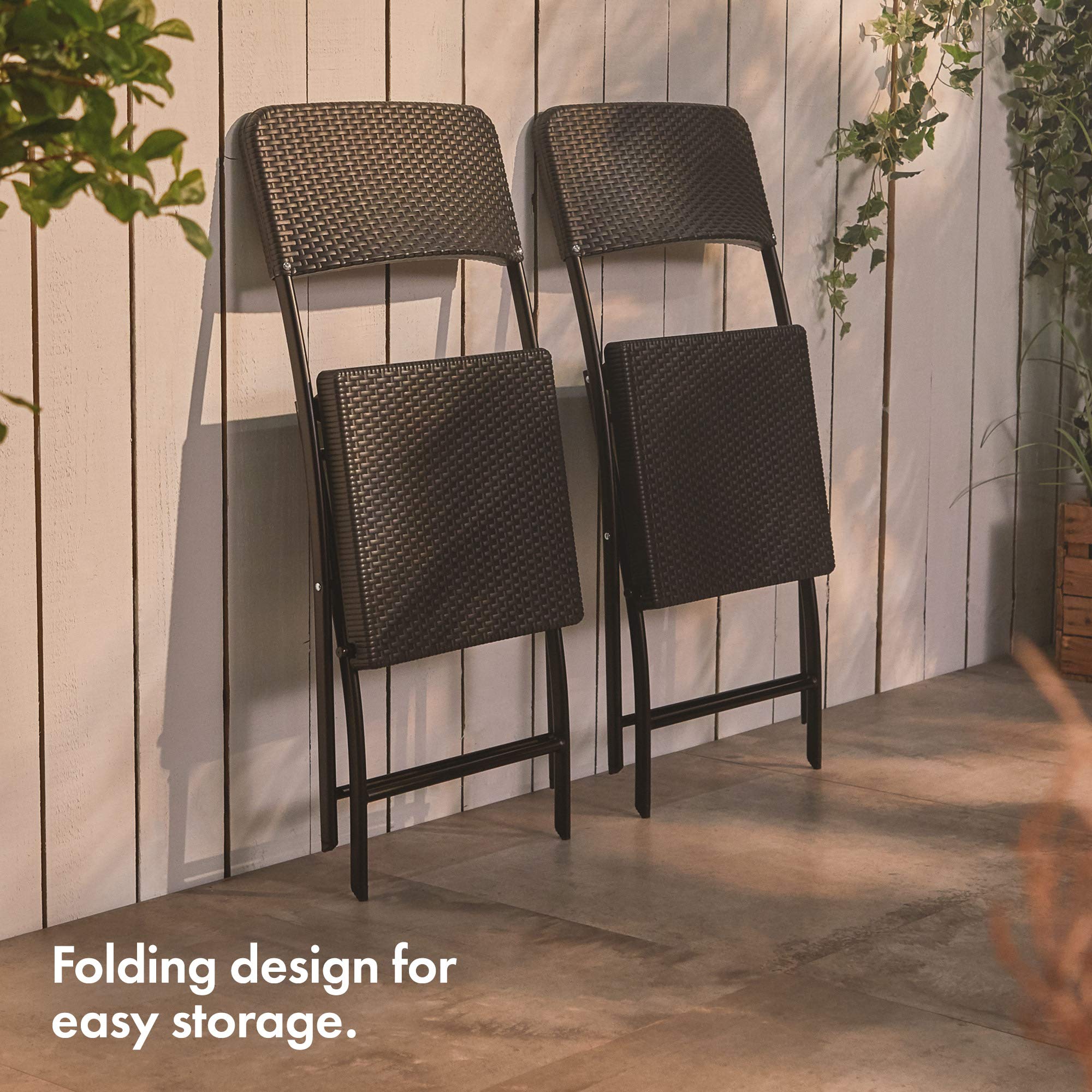 VonHaus set 2 sedie giardino pieghevoli rattan grafite
