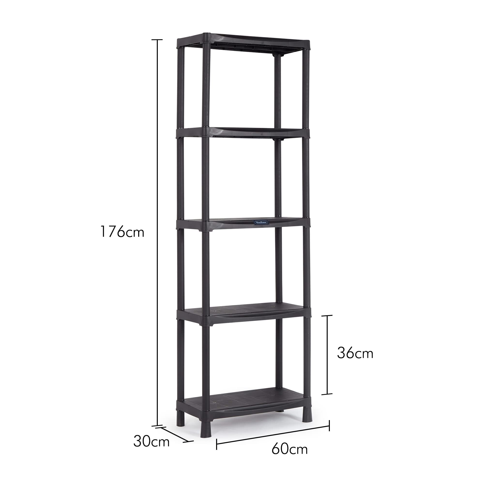 VonHaus 15/099 scaffale 5 ripiani nero plastica 172 cm