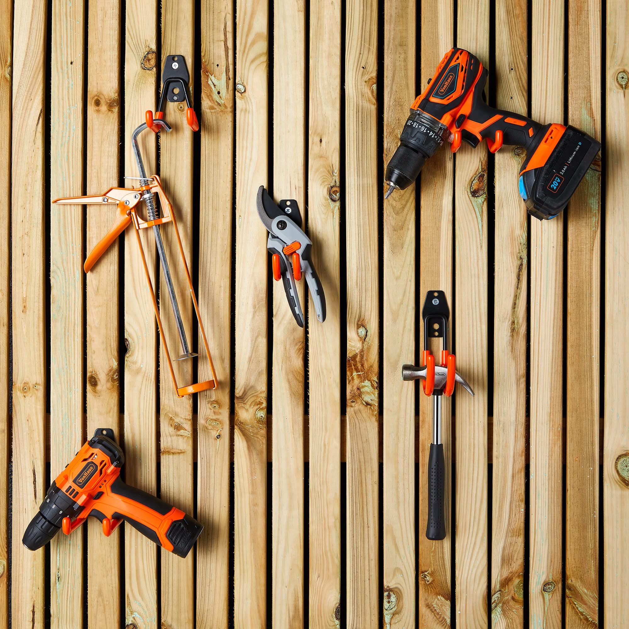 VonHaus Set 10 Ganci da Parete per Garage in Acciaio PVC