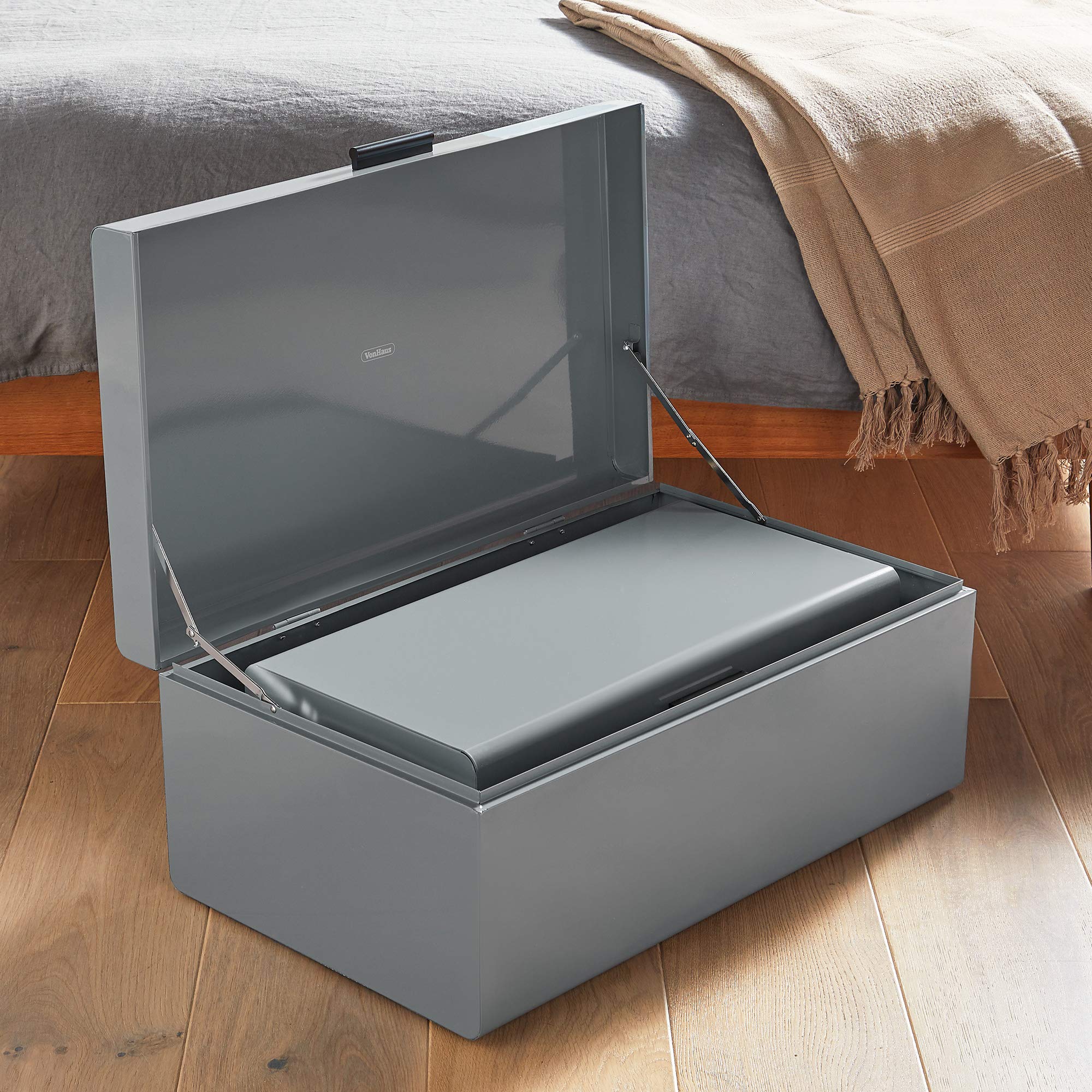 Vonhaus set 2 bauli carbone metallo grigio M+L