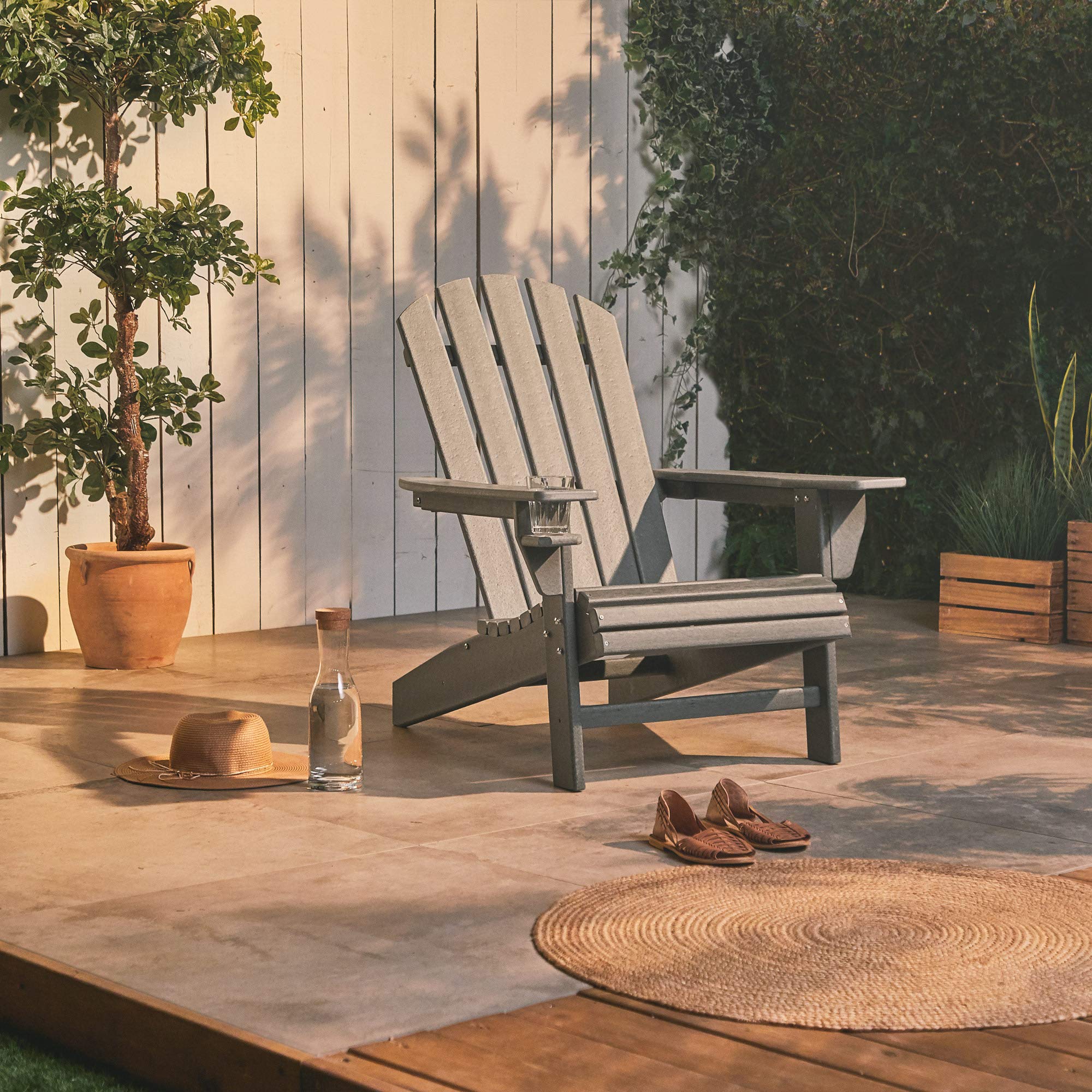 VonHaus Adirondack sedia da giardino plastica grigia