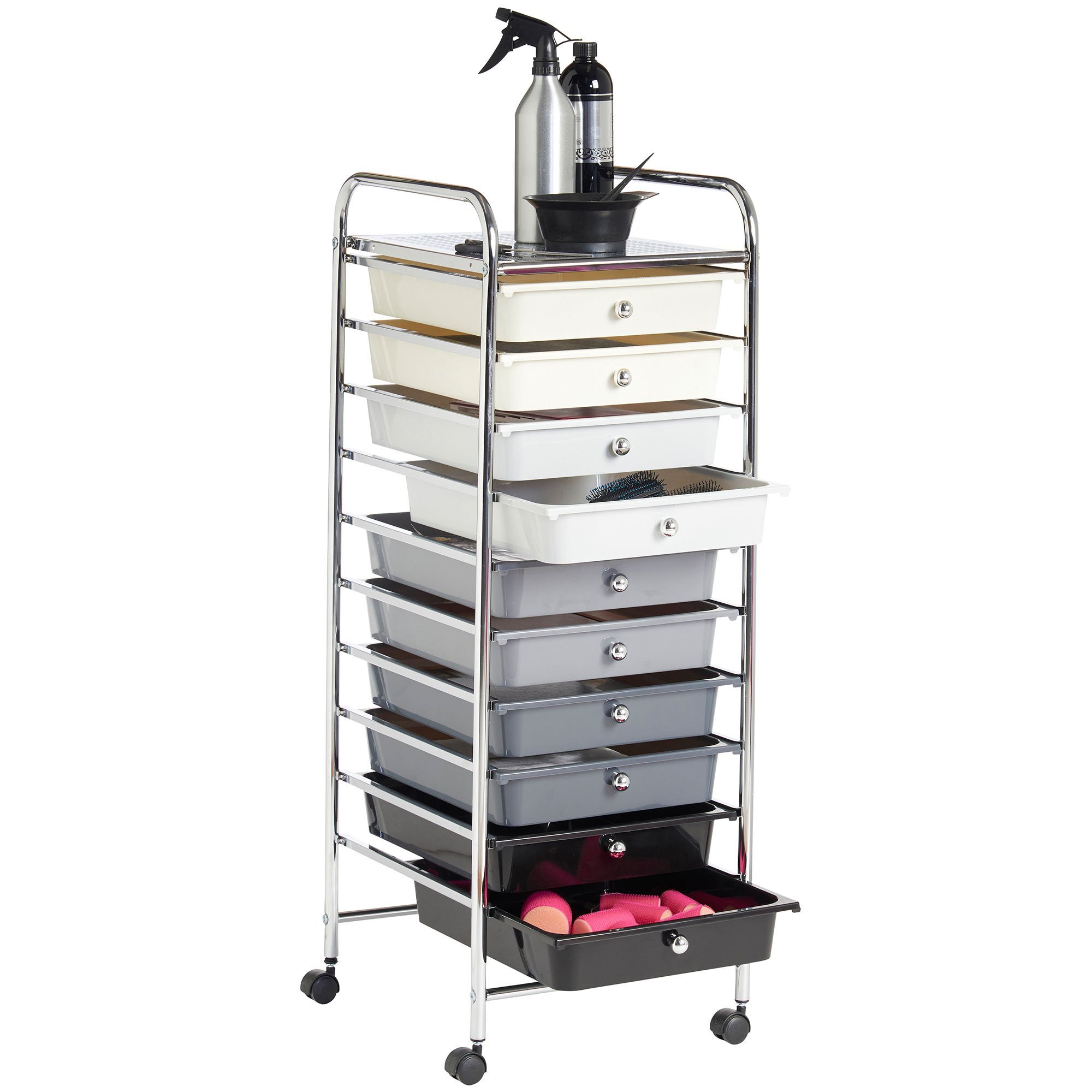 VonHaus Carrello 10 cassetti con ruote nero per ufficio