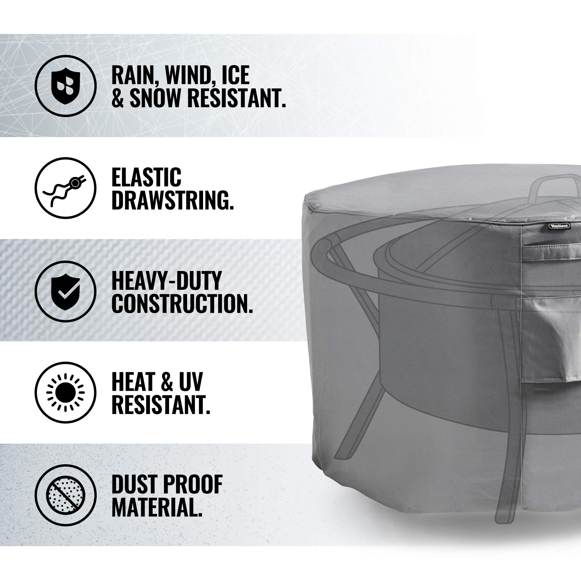 VonHaus Storm Collection copertura braciere rotondo 92x80 impermeabile