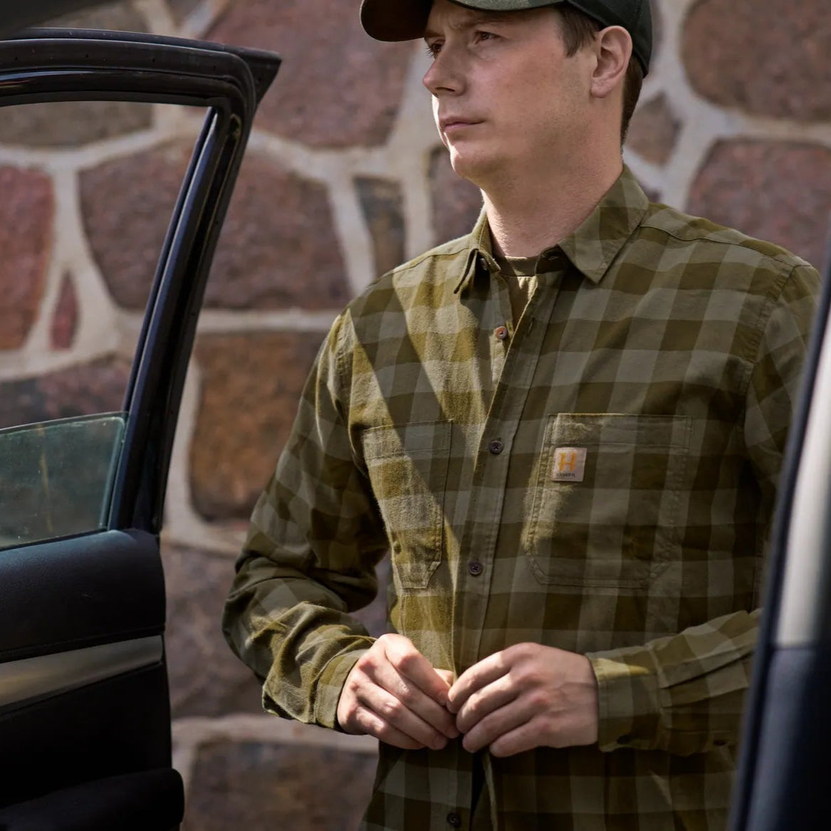 Härkila Skandinavisk L/S camicia caccia Dark Olive Check