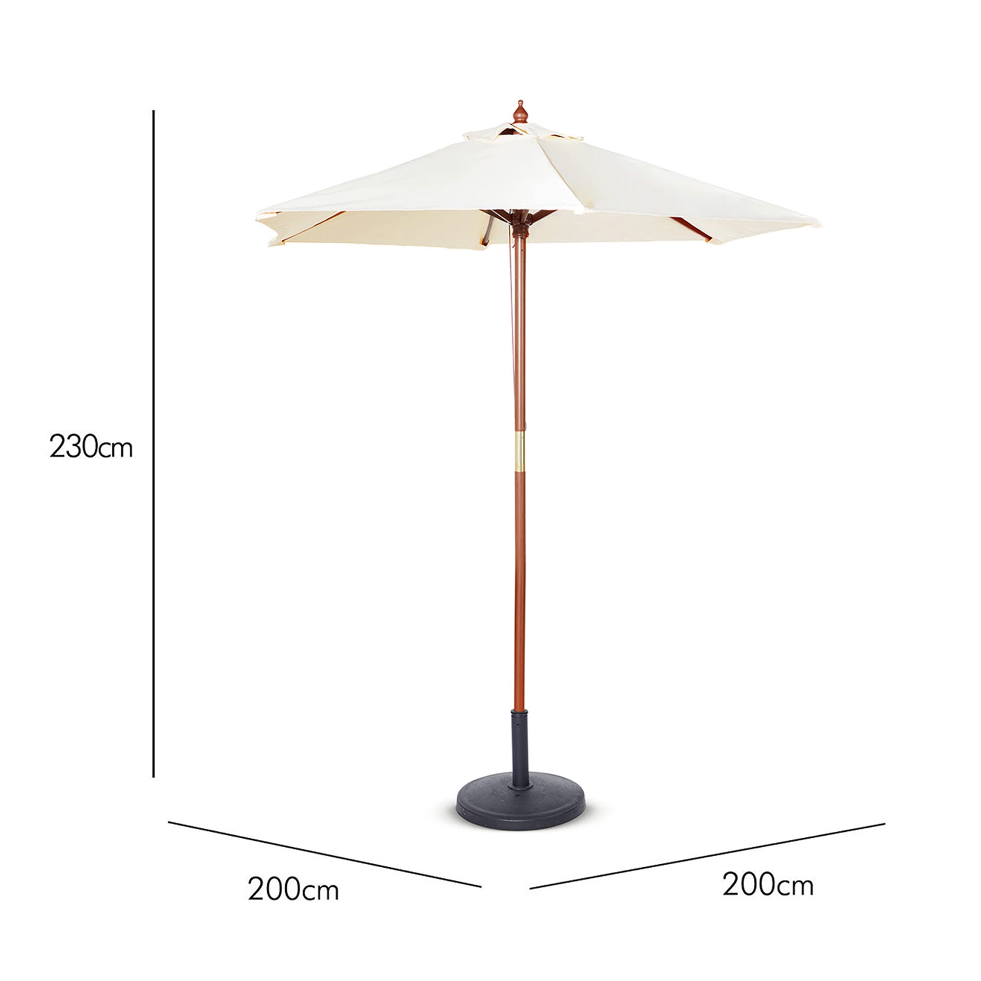 VonHaus ombrellone legno esterno 2 m da giardino