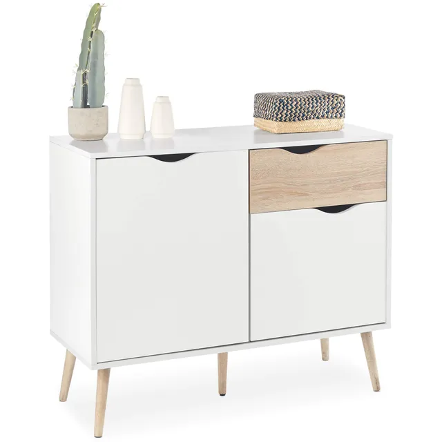 VonHaus Credenza Bianca Rovere 99 cm 1 Cassetto