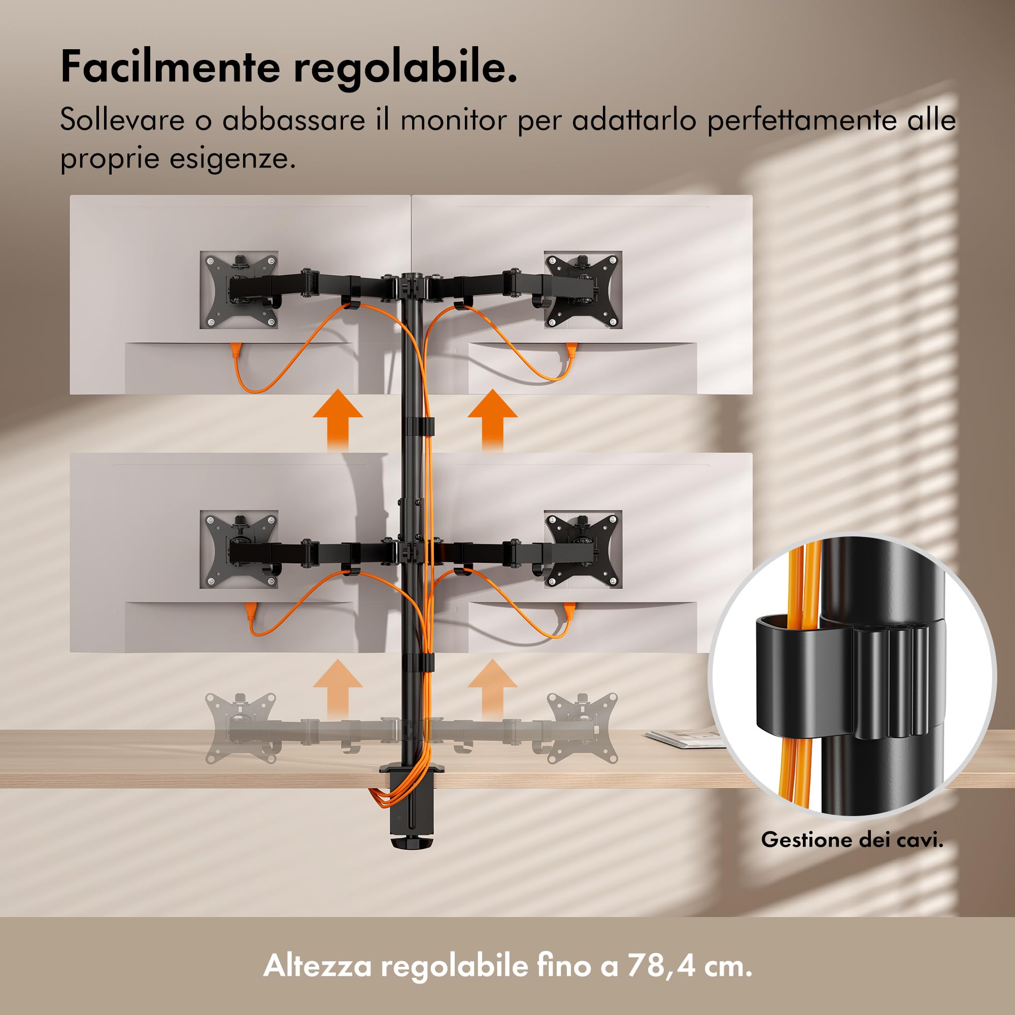 VonHaus supporto monitor 4 schermi 13-32" VESA acciaio